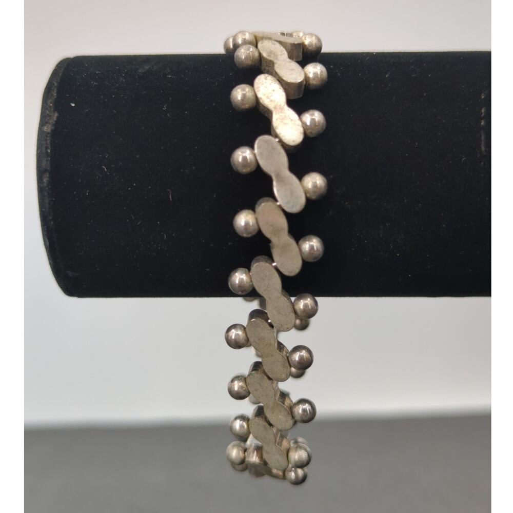 Vintage Silver-Tone Industrial Link Toggle Bracelet cyberpunk cybercore SpaceAge